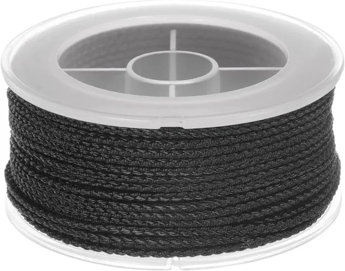 HARFINGTON Cordón de hilo de nailon para cuentas de 0.063 in, cuerda de nailon trenzado extrafuerte para manualidades, pulseras, joyería, Negro