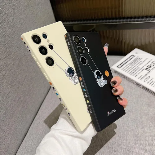 Miniatura 21 de Yonds Queen para Samsung Galaxy S21 Funda Linda, Diseño de Astronauta de Dibujos Animados, Espacio, Luna, Cohete, Elegante Cubierta Amortiguadora