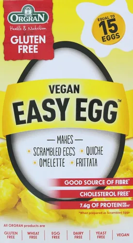 Orgran Huevo vegano fácil (sin gluten, sin trigo, sin huevo, sin lácteos, sin levadura, vegano, bajo contenido en grasa, buena fuente de fibra, sin