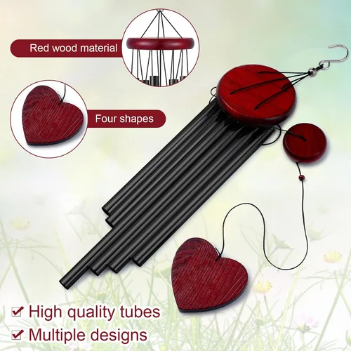 Miniatura 3 de Tatuo 4 Piezas Carillones de Viento Conmemorativos de 28 Pulgadas de Madera Carillones de Viento de Condolencia Regalo de Condolencias DIY