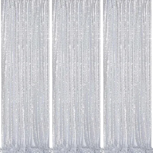 Miniatura 71 de Telón de fondo de lentejuelas moradas 2 paneles 2FTx8FT con purpurina telón de fondo cortinas para fiesta de Halloween fondo de fotos para bodas