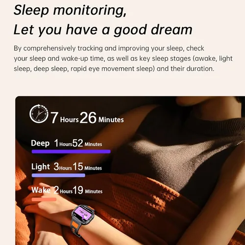 Miniatura 4 de Loluka Reloj inteligente de pantalla grande para hombres, reloj inteligente militar HD de 2.0 pulgadas con linterna LED 5ATM, resistente al agua