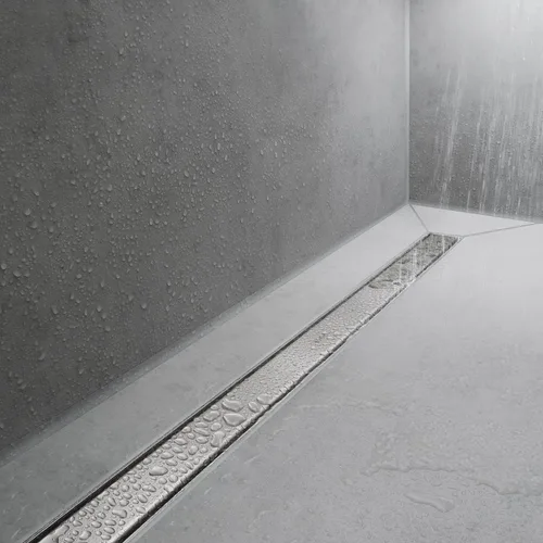 Miniatura 2 de hansgrohe RainDrain Match - Drenaje de ducha lineal para 31 1/2 pulgadas, áspero con marco de altura ajustable en acero inoxidable cepillado