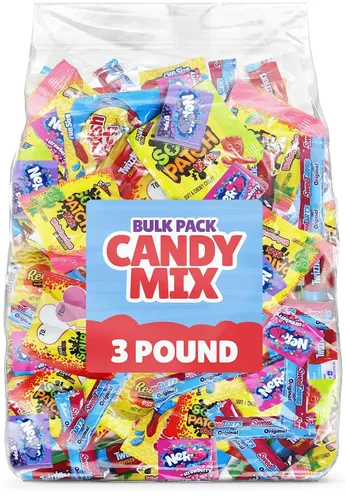 Mezcla surtida de dulces a granel, paquete variado de 3 libras envueltos individualmente para rellenos de piñara, recuerdos de fiesta, cuencos de