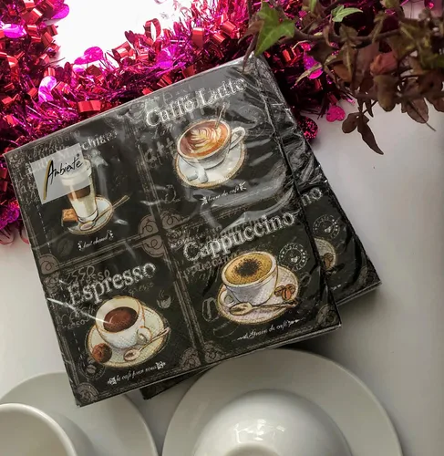 Miniatura 8 de Servilletas de café de 20 unidades, servilletas de papel decorativas en blanco y negro para decoupage, servilletas de papel de otoño, servilletas