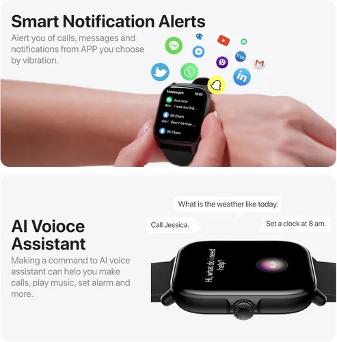 Miniatura 3 de Leeyalan Reloj inteligente para hombres y mujeres (respuesta/hacer llamadas/control de voz AI) 1.91 pulgadas para teléfonos Android, iPhone Samsung