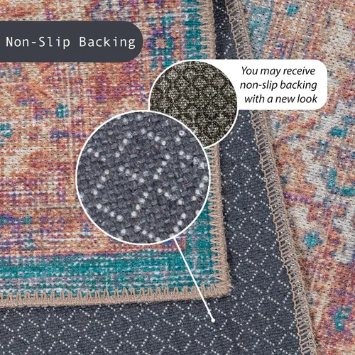 Miniatura 155 de GLN Rugs Traditional Collection - Alfombra de felpilla lavable a máquina, tradicional lavable, antideslizante, alfombra de felpilla de pelo corto