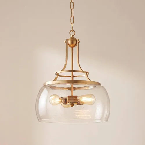 Franklin Iron Works Charleston Araña Colgante de Latón Cálido de 16" de Ancho Moderna Regulable LED Cristal Transparente Granulado Luminaria de 3