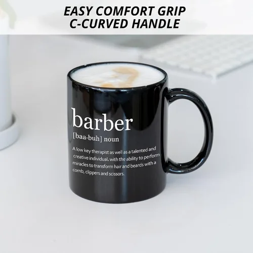 Miniatura 6 de Taza de café de regalo de barbero, regalos de peluquero para mujeres y hombres, el mejor regalo para barberos, regalo de barbero, taza de café negra