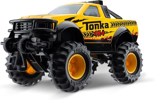 Tonka Steel Classics - Camioneta Pickup 4x4, fabricada con acero y plástico resistente, camión de construcción de juguete amarillo, niños y niñas,