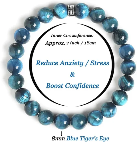 Miniatura 2 de BONNY BOXX - Pulsera de piedras preciosas naturales curativas, cuentas de piedras semipreciosas de 516 pulgadas, para hombres y mujeres, joyería