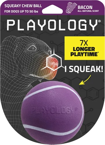 Juguetes Playology para perros | Bola chirriante para masticar - Bola de búsqueda flotante duradera y elástica para perros | Juguete mediano con