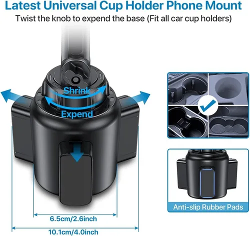 Miniatura 3 de Miracase Soporte Universal para Teléfono en Portavasos de Coche, [Versión Mejorada] Soporte Ajustable de Cuello Largo para Portavasos de Coche