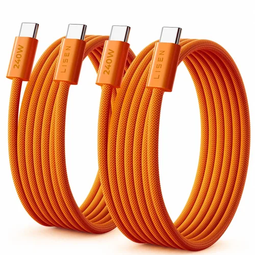 Miniatura 22 de LISEN Cable USB C a USB C, cable C a C de 240 W de carga rápida [1.6 pies, paquete de 2] cargador tipo C de carga rápida USBC a USBC cable para Negro