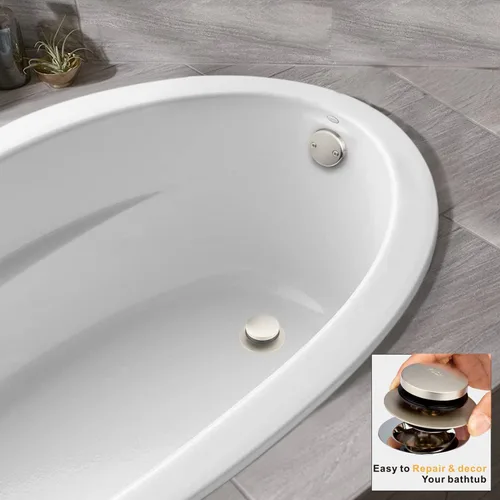 Miniatura 3 de Artiwell Tapón Universal de Drenaje de Baño Tip Toe y Cubierta, Tapón de Drenaje de Bañera, Reemplaza Desagües de Levantar y Girar, Tip-Toe y Níquel