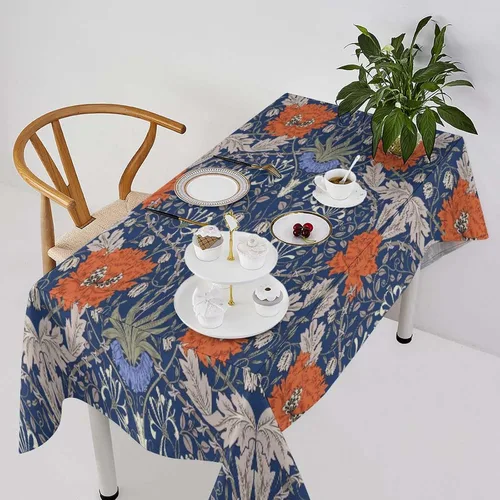 Miniatura 31 de Mantel de Mesa William Morris, Diseño Original William Morris Rústico de Granja Familiar con Estampado Étnico Mínimo para Decoración de Fiesta