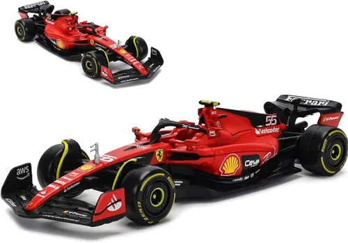 HTLNUZD Bburago 2023 1/43 SF23#55 - Modelo de coche de carreras para F1 Scuderia Ferrari 1:43 SF23#55 Sainz aleación coche fundido a presión modelo
