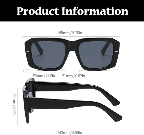 Miniatura 4 de LJCZKA Gafas rectangulares con bloqueo de luz azul para mujeres y hombres, de gran tamaño, marco grueso, anteojos cuadrados para computadora