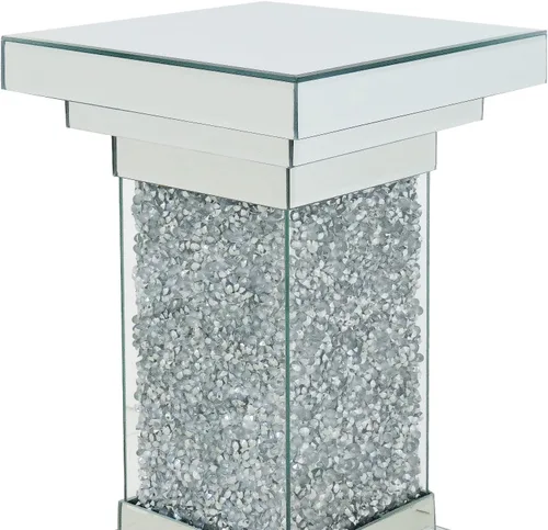 Miniatura 5 de Mesa auxiliar de plata con espejo de Pregaspor, mesa lateral cuadrada con incrustación de cristal, mesa de café moderna y hermosa para sala