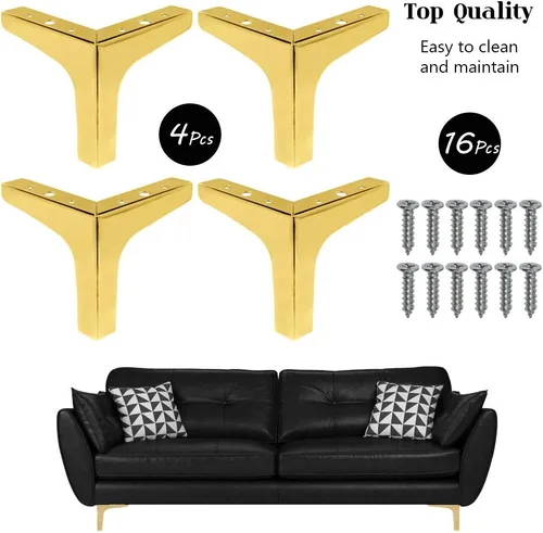 Miniatura 8 de Patas para muebles, patas de metal dorado de 6 pulgadas para muebles, patas de mesita de noche resistentes para mesa, armario, sofá, silla