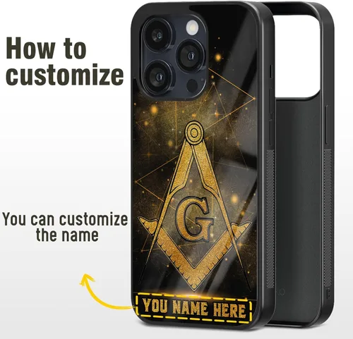 Miniatura 6 de Fundas de teléfono con nombre personalizado, regalos de mampostería masónica para hombres, iPhone 11 12 13 14 Pro Max Plus Mini Xr Xs, Samsung Cielo