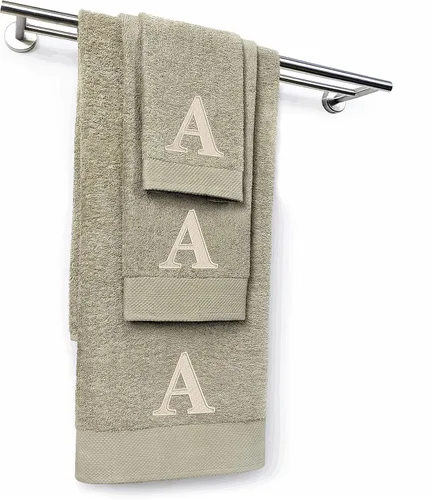 Miniatura 3 de Kaufman - Juego de toallas de baño bordadas personalizadas de calidad de hotel, toalla de mano y toallas para los dedos, 100% algodón para baño