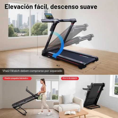 Miniatura 7 de YESOUL Treadmills for Home, 3.5HP Folding Treadmill with Handrail, 300 lbs Capacity, 18-Inch Wide Deck, Quiet Shock Absorption, LED Display &