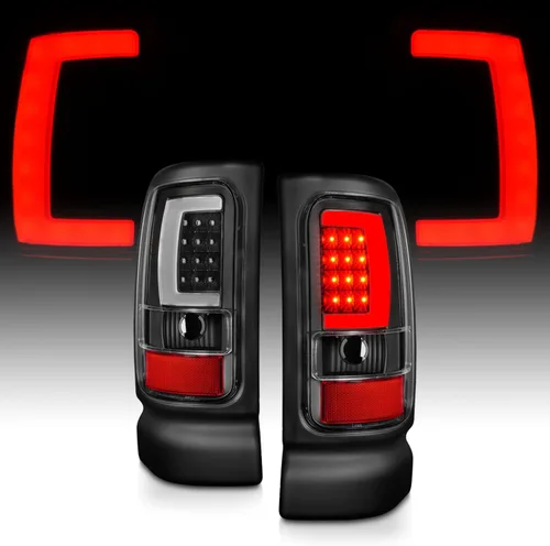 AmeriLite para 1994-2001 Dodge Ram 1500 2500 3500 camión, lámparas LED de repuesto de tubo C-Bar negro para señal de luces traseras, par - lado del