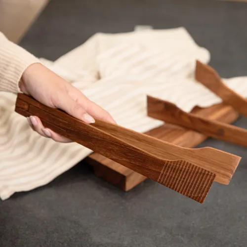 Miniatura 8 de Pinzas para ensalada de primavera súper delgadas: servidor de mano de ensalada de madera de teca de 0.1 x 0.1 x 12 pulgadas de utensilios de cocina