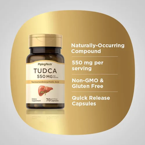 Miniatura 4 de Piping Rock Suplemento Tudca 550mg 70 Cápsulas Ácido taursodesoxicólico Sin OMG, sin gluten