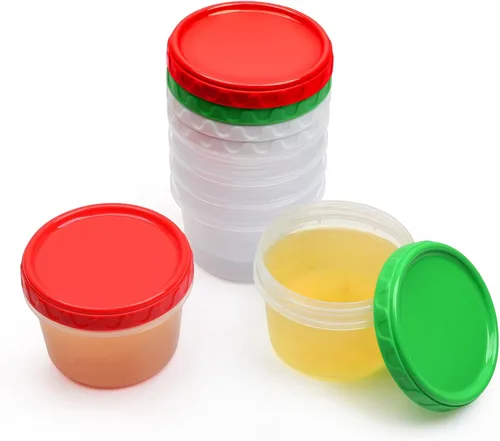 Miniatura 14 de EONJOE Recipientes de plástico de 2 onzas con tapas, recipiente pequeño para aderezo de ensalada para llevar, tazas para salsas y condimentos