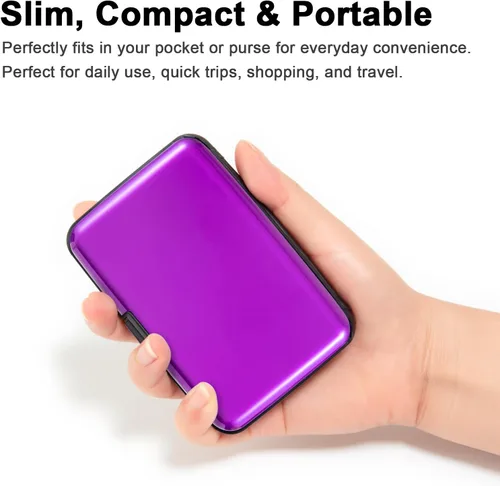 Miniatura 42 de Soporte para tarjetas de crédito, cartera metálica con bloqueo RFID para tarjetas de identificación para mujeres y hombres, funda rígida de aluminio