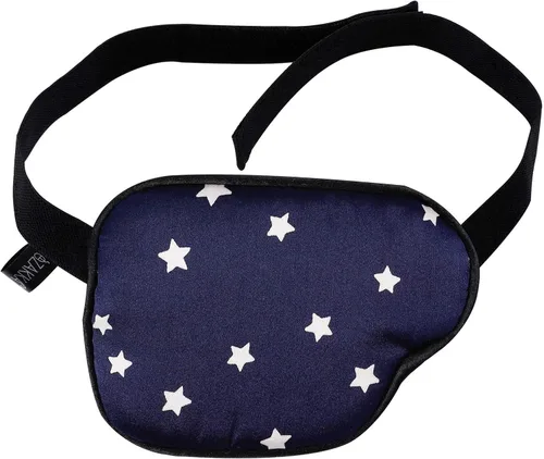 eZAKKA Parches para ojos para adultos, parche médico para ambliopía, estrabismo con hebilla, azul marino con estrella blanca (derecha)