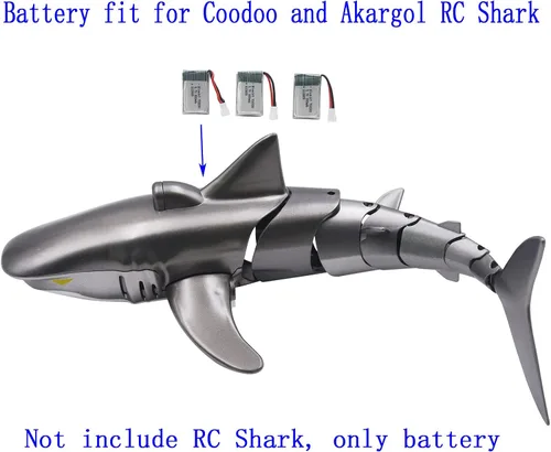 Miniatura 2 de Blomiky Paquete de 3 baterías de 3.7 V 300 mAh con enchufe MX2.0 de repuesto para control remoto a escala 1/18 Shark T12 batería 3