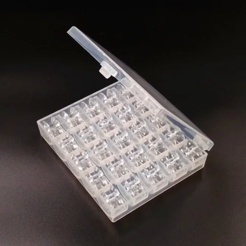 Miniatura 4 de JZK 25 bobinas para máquina de coser para Brother Janome Singer Elna Babylock Kenmore, etc., plástico transparente