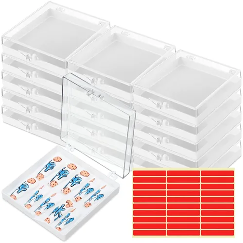 Miniatura 9 de Landhoow Cajas para uñas a presión de 15 piezas con 30 cintas adhesivas, organizador de almacenamiento de uñas artificiales a presión, organizador