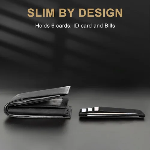 Miniatura 7 de Travelambo Billetera delgada con bolsillo delantero y clip para el dinero con bloqueo de identificación por radiofrecuencia, talla única