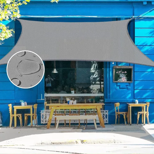 Miniatura 5 de Toldo tipo vela con kit de herramientas, impermeable, 10 x 10 pies, rectangular, con bloqueo UV, refugio para patio al aire libre, patio, césped