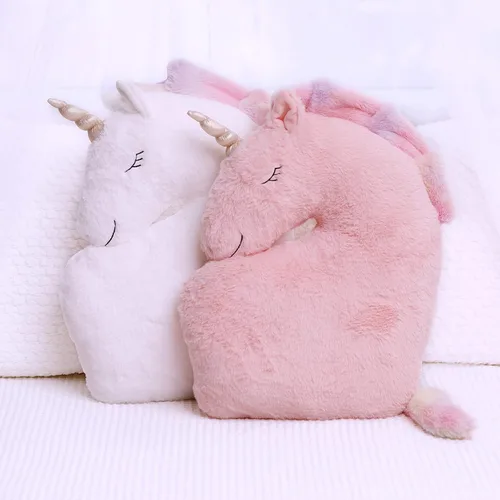 Miniatura 3 de Perfectto Design Juego de 2 almohadas decorativas de unicornio para la habitación de las niñas y los niños, felpa esponjosa blanca y rosa para bebé