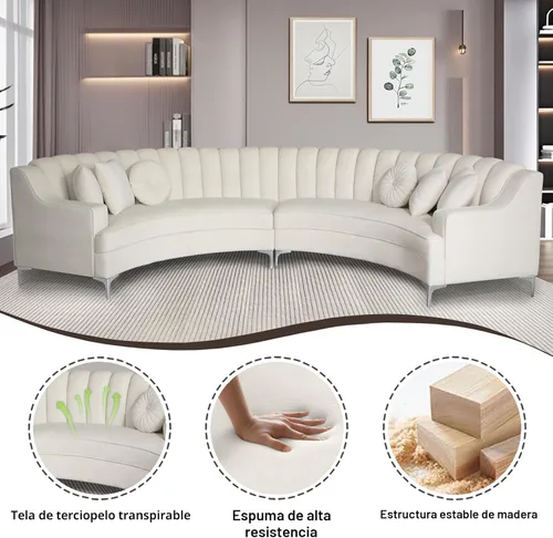 Miniatura 7 de Legend Vansen L - Sofá de terciopelo semicircular de 141.34 pulgadas, sofá seccional curvado de gran tamaño para sala de estar, oficina, apartamento