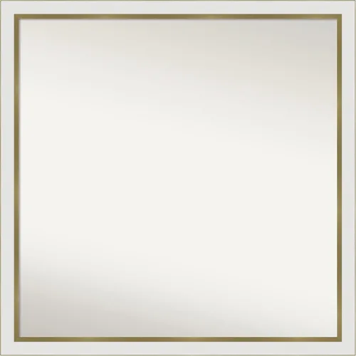 Miniatura 535 de Amanti Art Espejo de baño blanco para sobre el fregadero, 30 x 35 pulgadas, espejo de tocador rectangular estrecho de Eva de oro blanco, marco