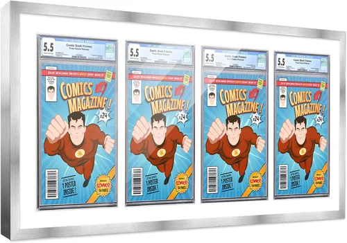 Miniatura 45 de Marco de cómic con paspartú para 8 CGC, CBCS o PGX Graded Comics - Marco de cómic blanco para cómics de 8.125 x 13 pulgadas Marco blanco