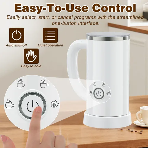 Miniatura 4 de Espumador de leche y vaporizador, máquina eléctrica 4 en 1 de espuma fría y caliente, calentador de leche automático con dos batidores