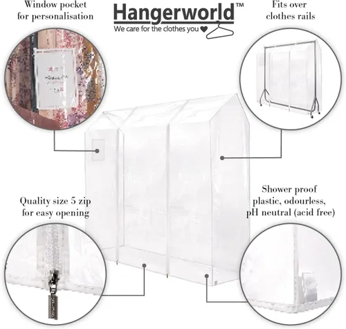Miniatura 3 de HANGERWORLD Funda transparente para ropa de 5 pies para armario abierto, a prueba de ducha (60 x 24 x 65 pulgadas)
