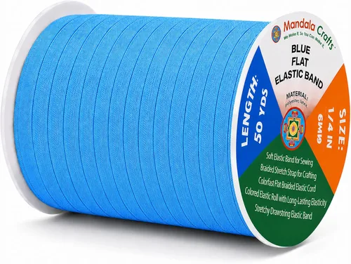 Miniatura 49 de Mandala Crafts - Rollo de cordón elástico plano para costura y manualidades Blanco
