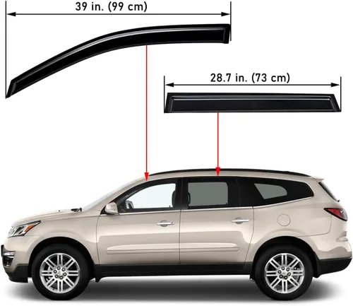 Miniatura 2 de Lightronic Visera de Ventana de Ventilación Automática Extra Duradera con Clip en Canal, Compatible con Chevrolet Traverse 2009-2017, Protector