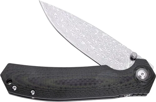 Miniatura 8 de SHIELDON Charkos - Cuchillo plegable VG10 Core 67 capas de acero de Damasco de 4 pulgadas, hoja de punto de caída, Scarlet G10, mango de fibra