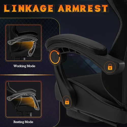 Miniatura 7 de ECOTOUGE Silla ergonómica para videojuegos, silla de videojuegos con cojín trasero extraíble, silla de jugador con almohada lumbar de masaje