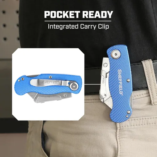 Miniatura 6 de Sheffield 12514 Cuchillo Utilitario Plegable Paquete de 3, Rellenos para Calcetines, Regalos para Hombres, Regalos para Papá, Hojas de Cuchillo