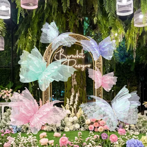 Geelin 6 piezas grandes de mariposas pastel Mariposas grandes para decoración de 20 pulgadas y 12 pulgadas coloridas mariposas de seda 3D decoración